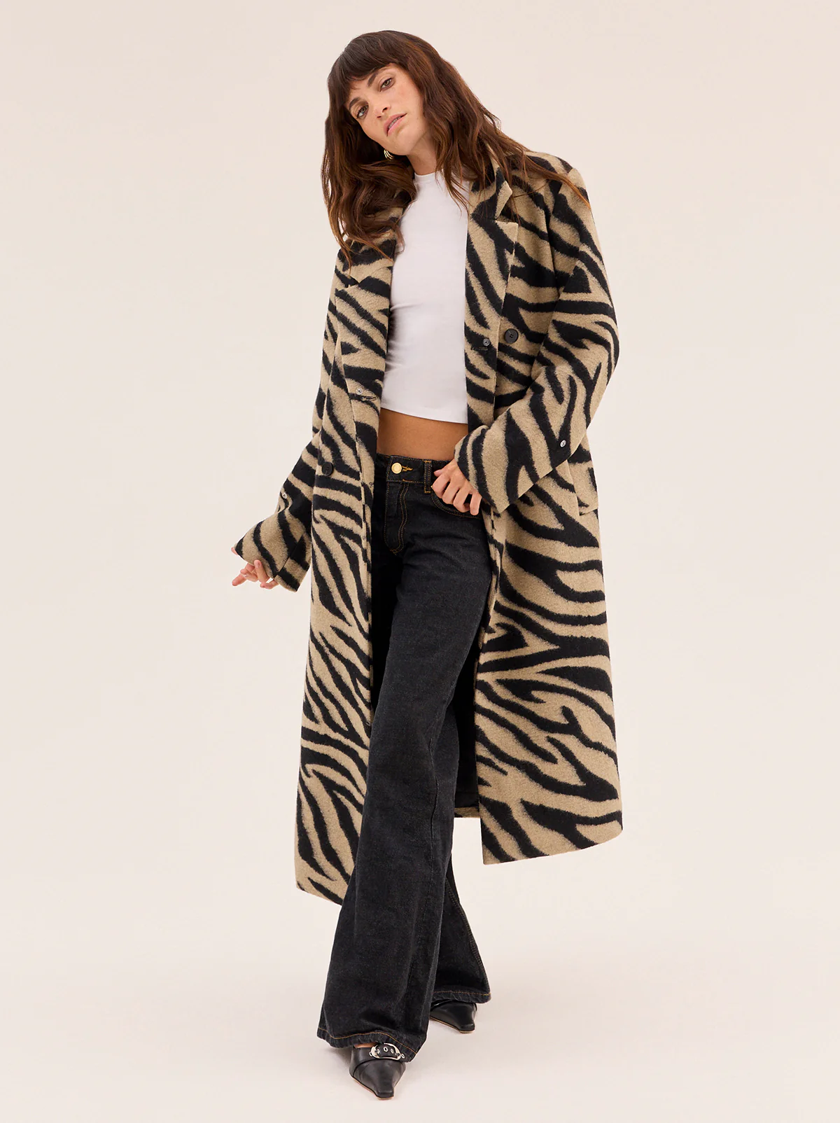Lara Zebra Wool-Blend Coat
