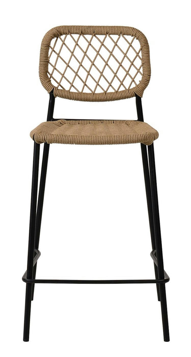 CORDOU - 2 Tabourets de bar corde beige