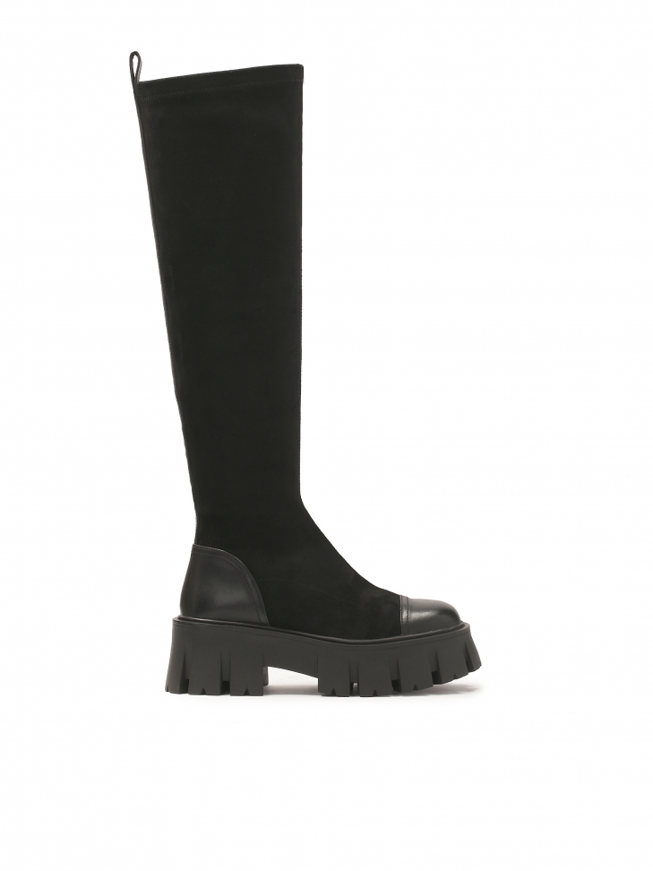 Ladies' black over-the-knee boots