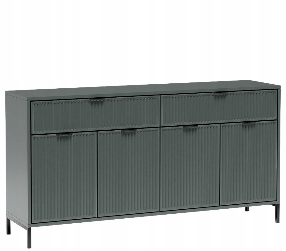 Zielona Nowoczesna Komoda 165 cm Ryfley Metalowe Nogi LINK