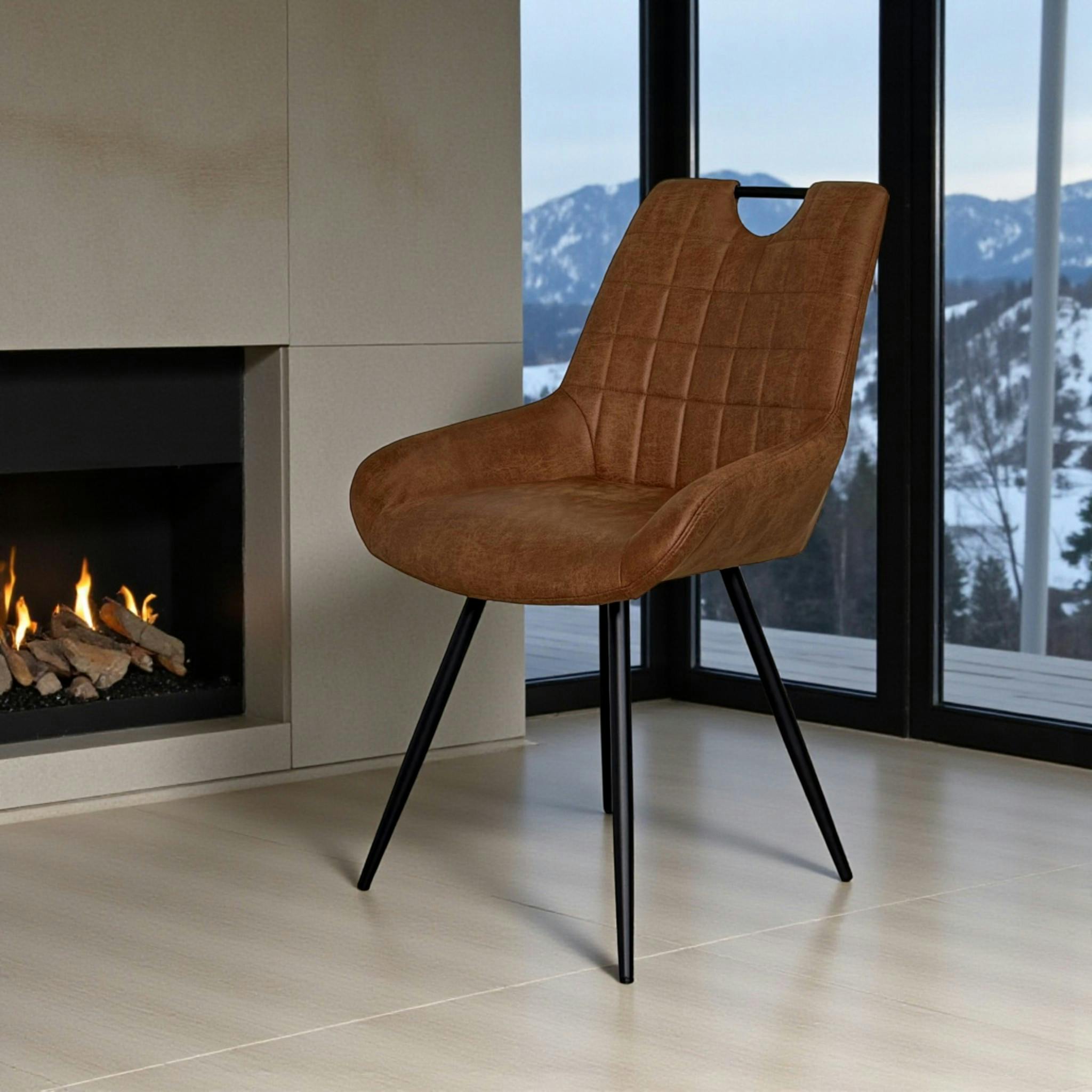 Chaise marron effet vieilli à poignée intégrée (lot de 2) MALMOE