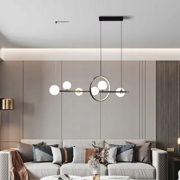Lampa Sufitowa Wisząca Żyrandol Do Salonu Czarna 6 Kul
