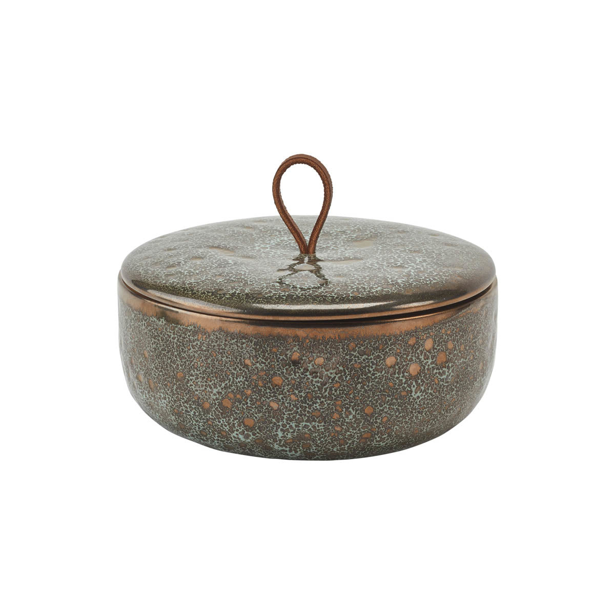 Ugo Schaal Met Deksel Vintage Bronze   Bruin   Goud   Stoneware
