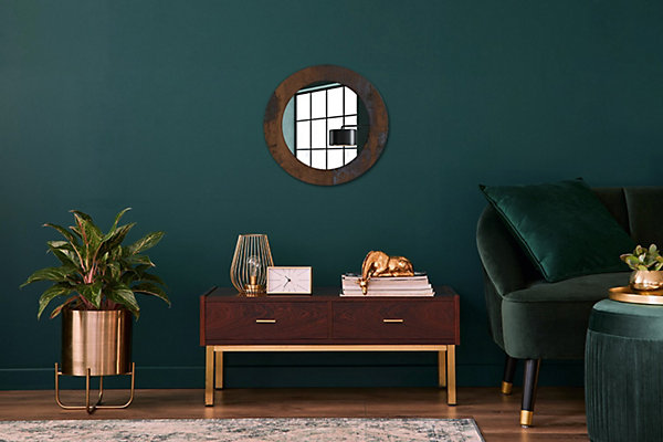 Miroir Circulaire avec Cadre Imprimé Décoratif Tulup 50 cm - 36 cm Métallique Rustique