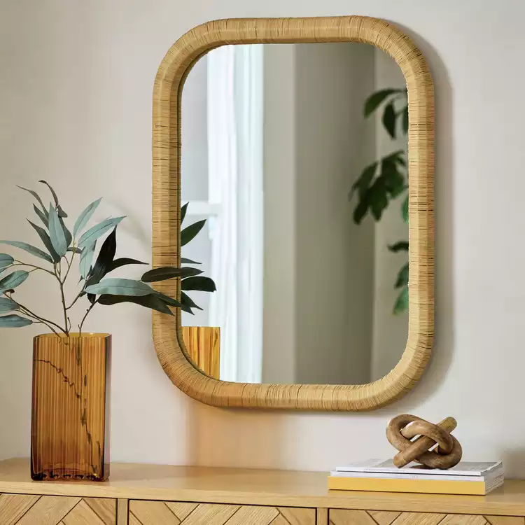 Habitat Rattan Wall Mirror - 80x60cm