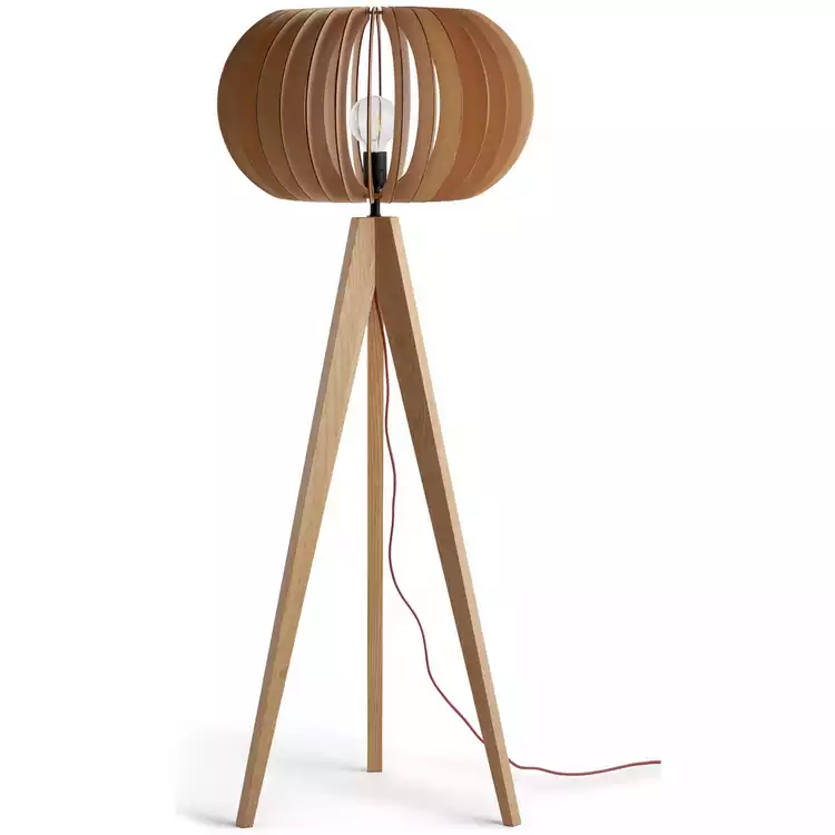 Habitat Achille Ash Wooden Tripod Floor Lamp - Oak