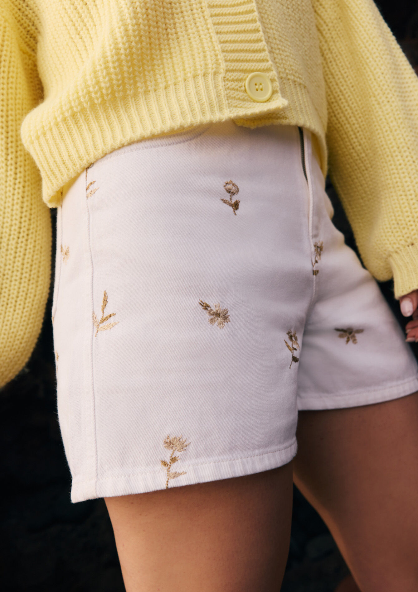 Hoge taille short met borduur