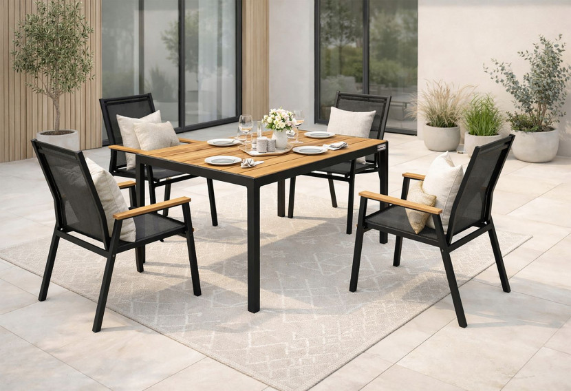 Zestawmebli ogrodowych balkon stół Allen-ST 130x70W  4x krzesło PolinkaKD