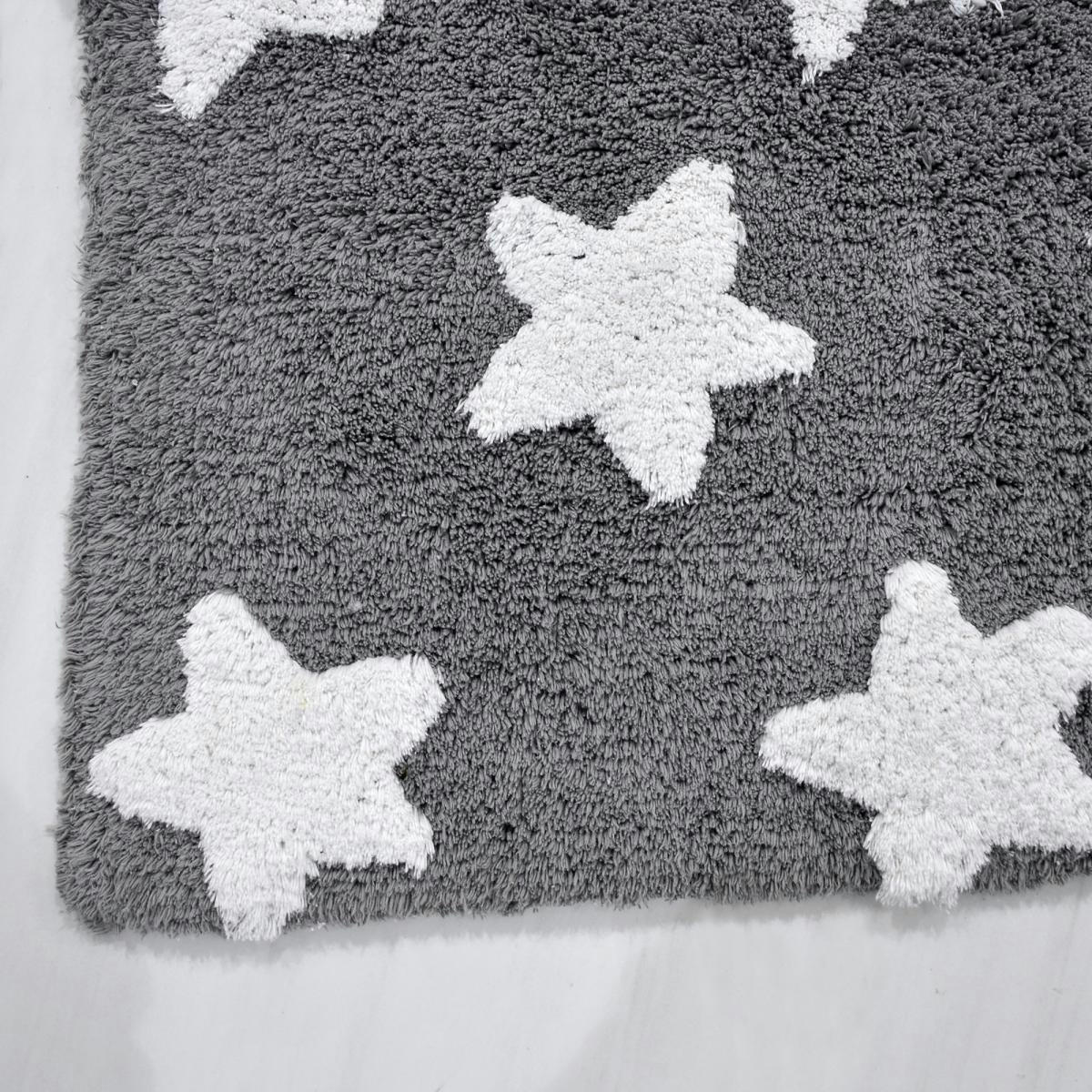 ETOILE 100% BIO - Tapis enfant en coton gris 120x170