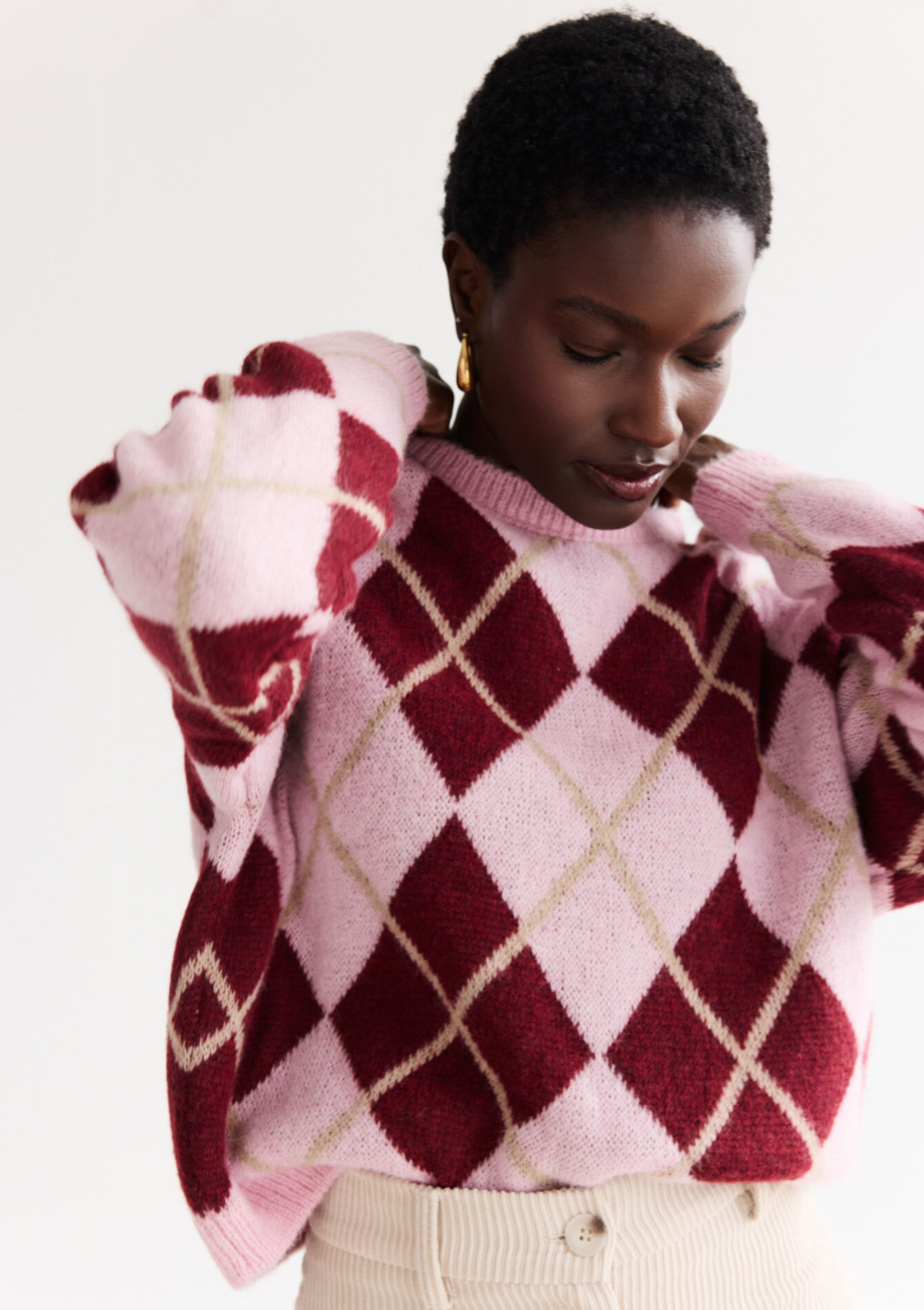 Gebreide trui met ruitmotief