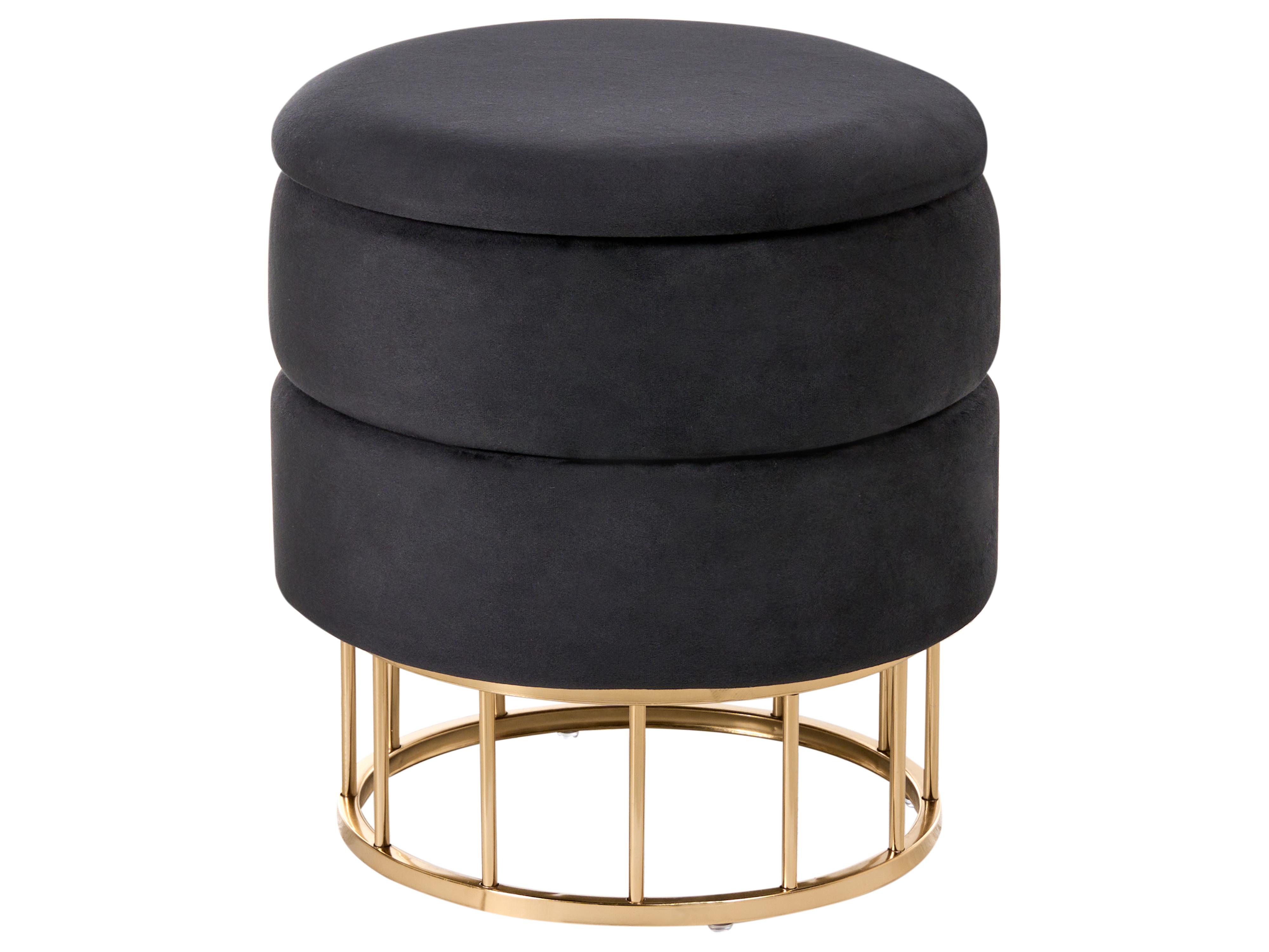 Storage Pouffe ELGIN Velvet Black