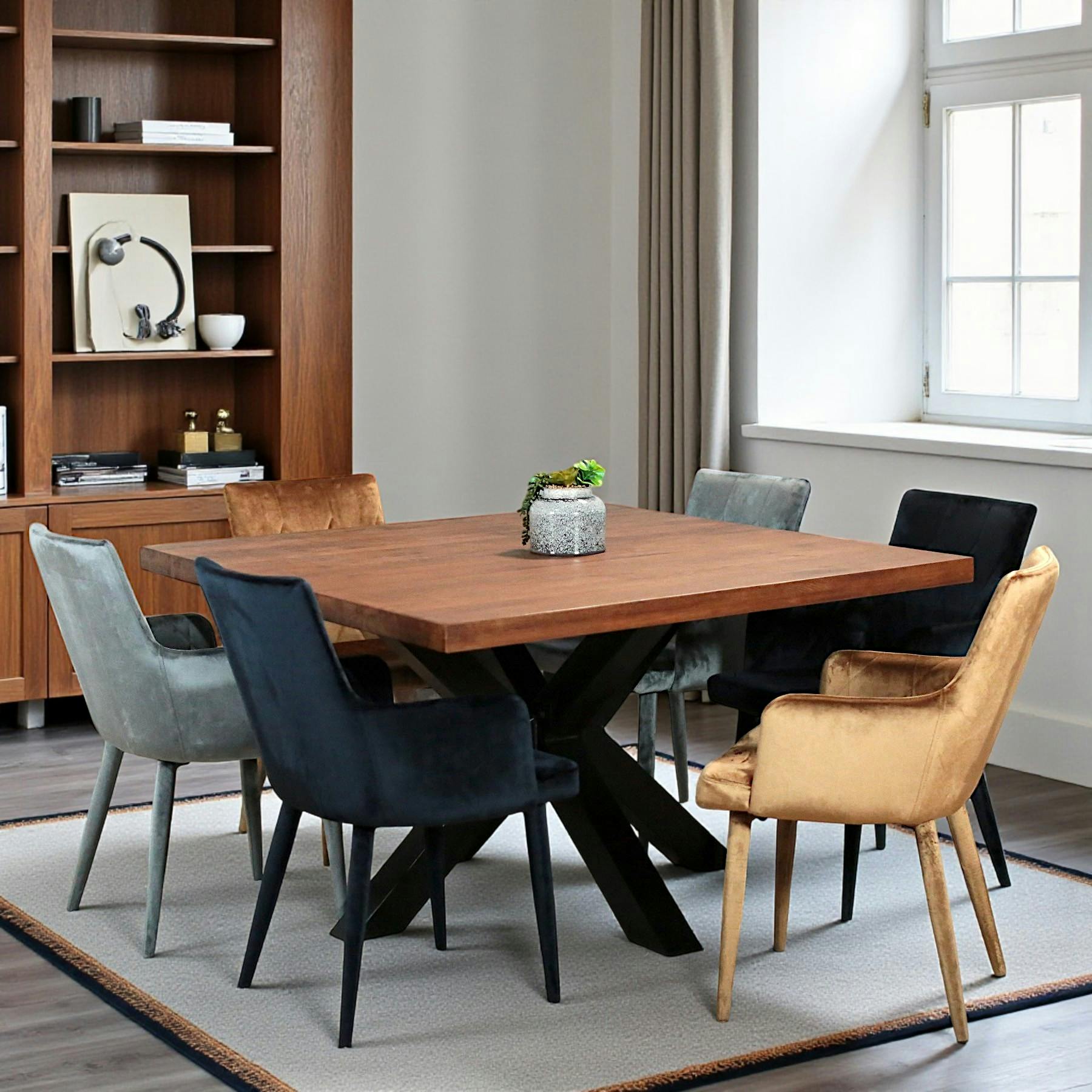 Fauteuil de table moderne en velours doré (lot de 2) HAWAI