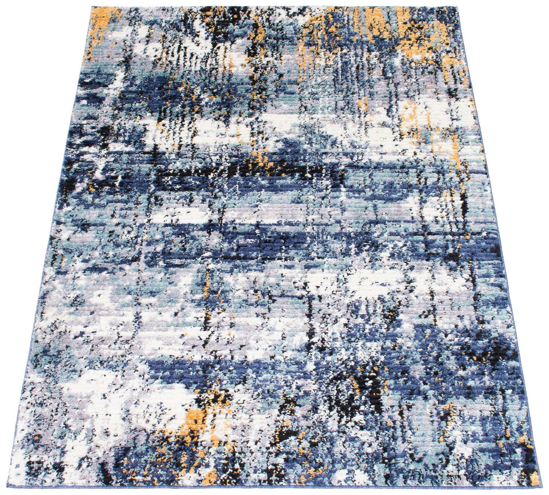 ECARPET Morocco Marble Indoor Area Rug, Blue, Assorted Sizes