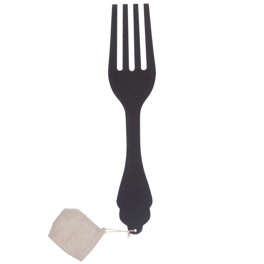 Garfo decorativo preto para parede em mdf 38cm
