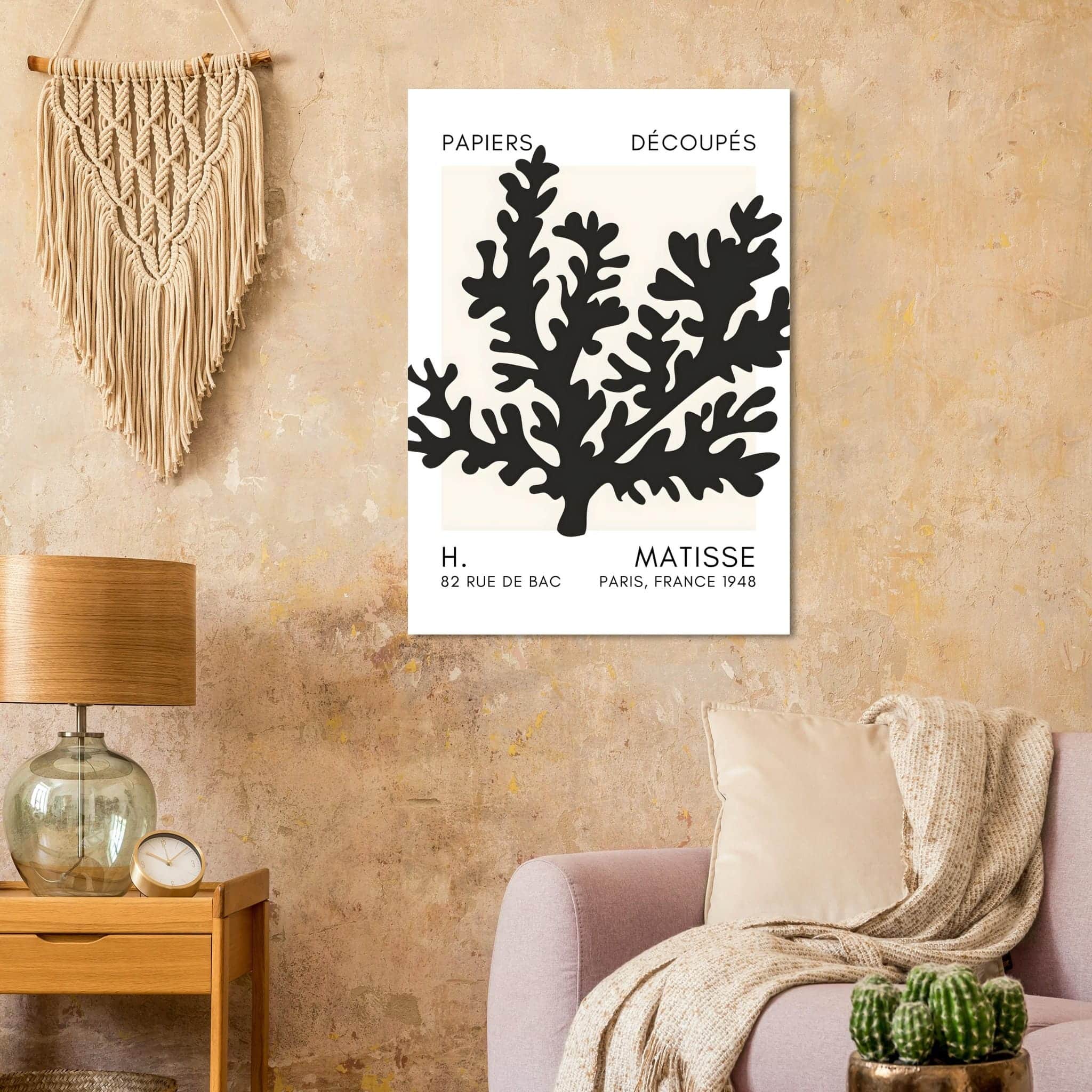 Artfulprints Poster Matisse – Aqua bloom black  - 70x100 cm - Zwart