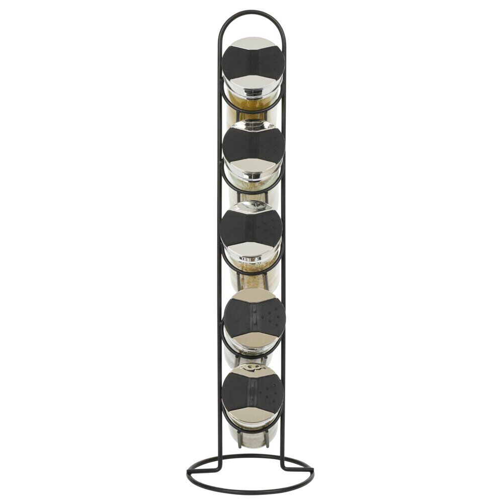 Tour à épices en métal avec 5 pots en verre Ø11xH39cm