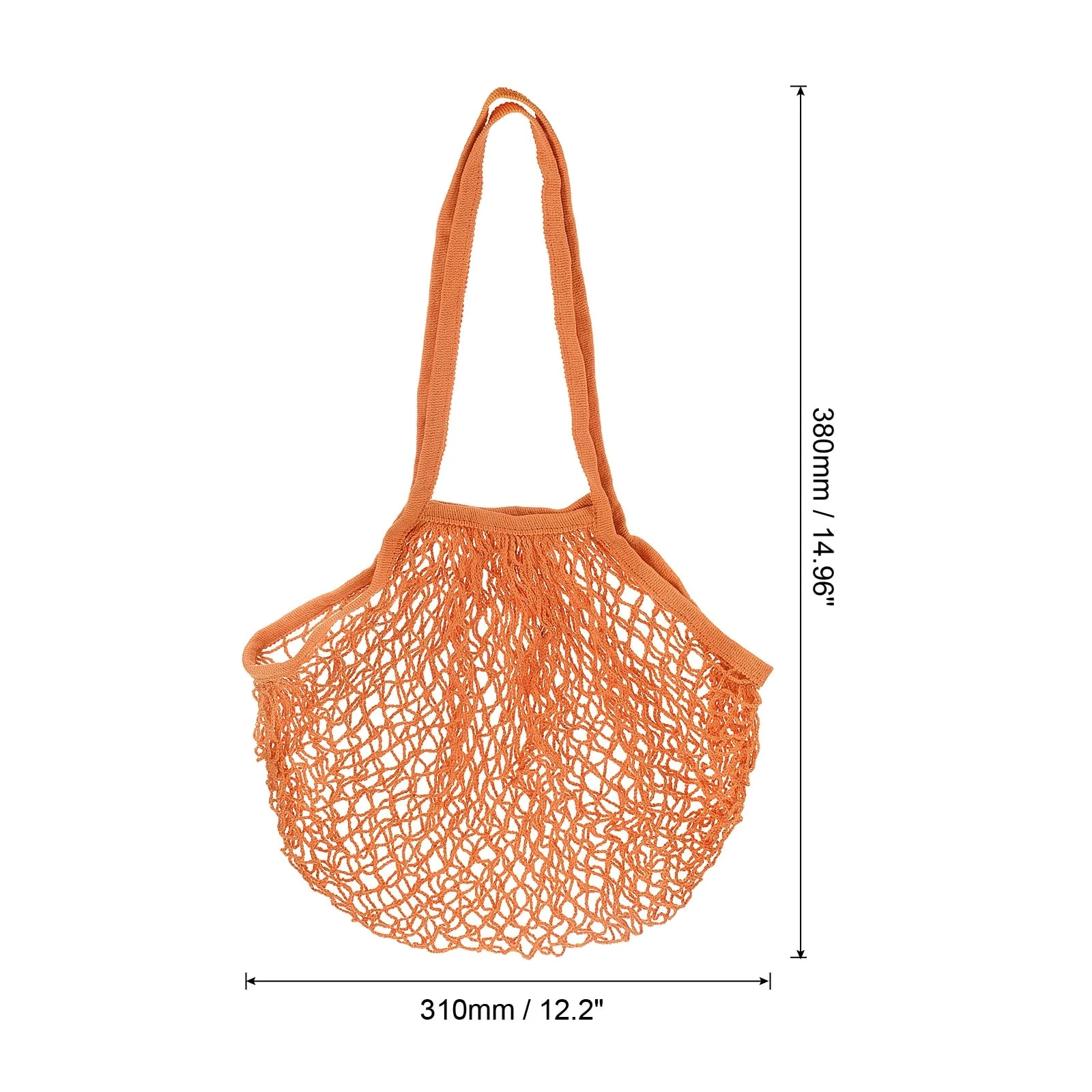Cotton Mesh Bag, 15x12.2 Long Handle Mesh Net Grocery Bags 2 Pcs