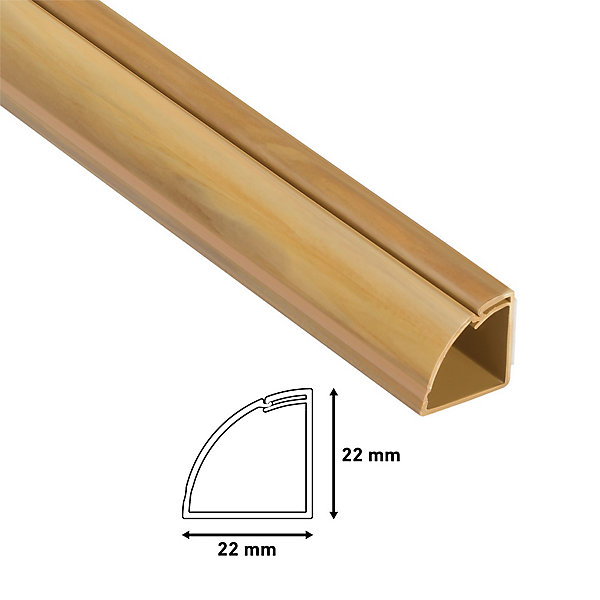 Goulotte décorative quart de cercle effet chêne auto-adhésive D-Line 22x22mm, 2m