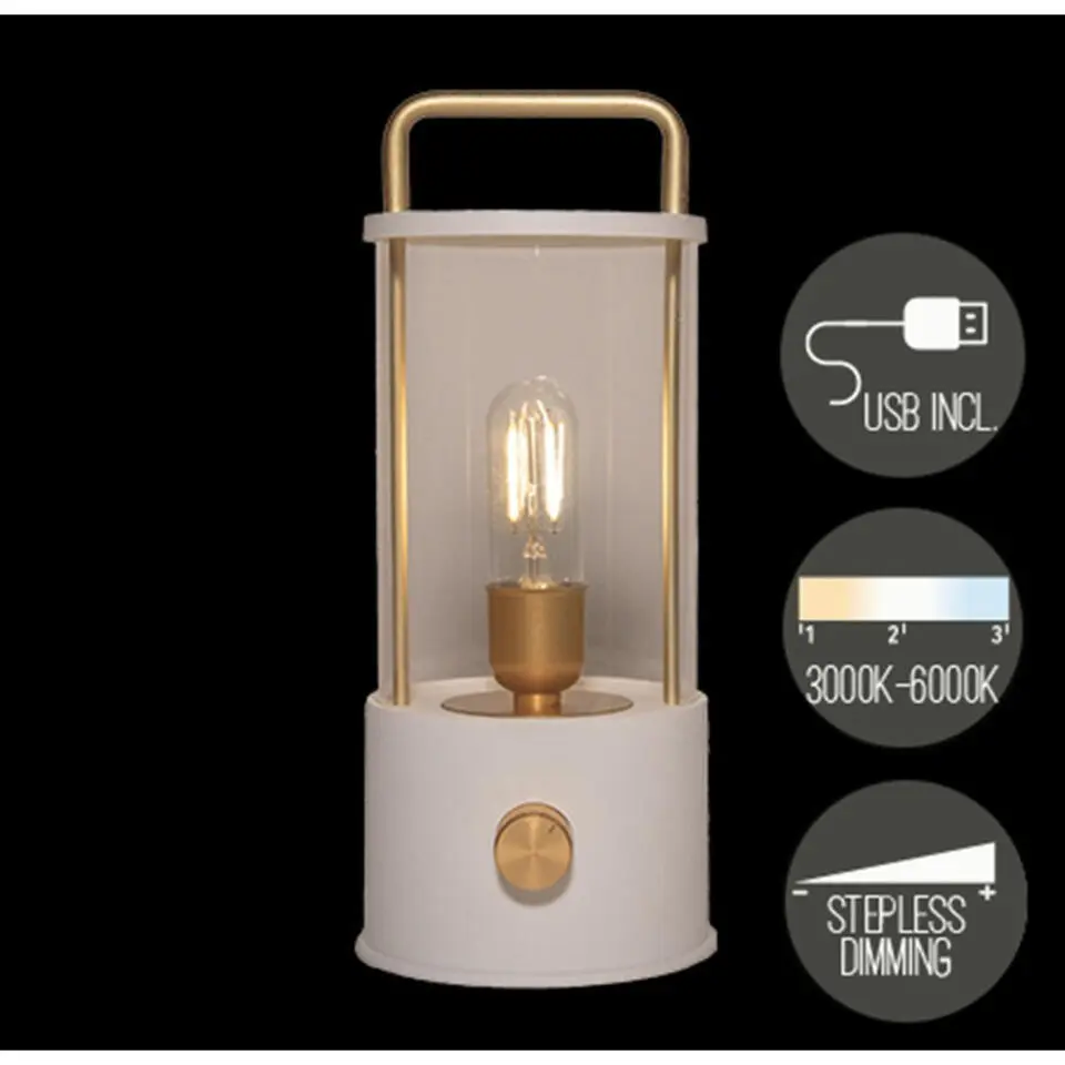 Anna Collection Camping tafellamp - wit - binnen en buiten