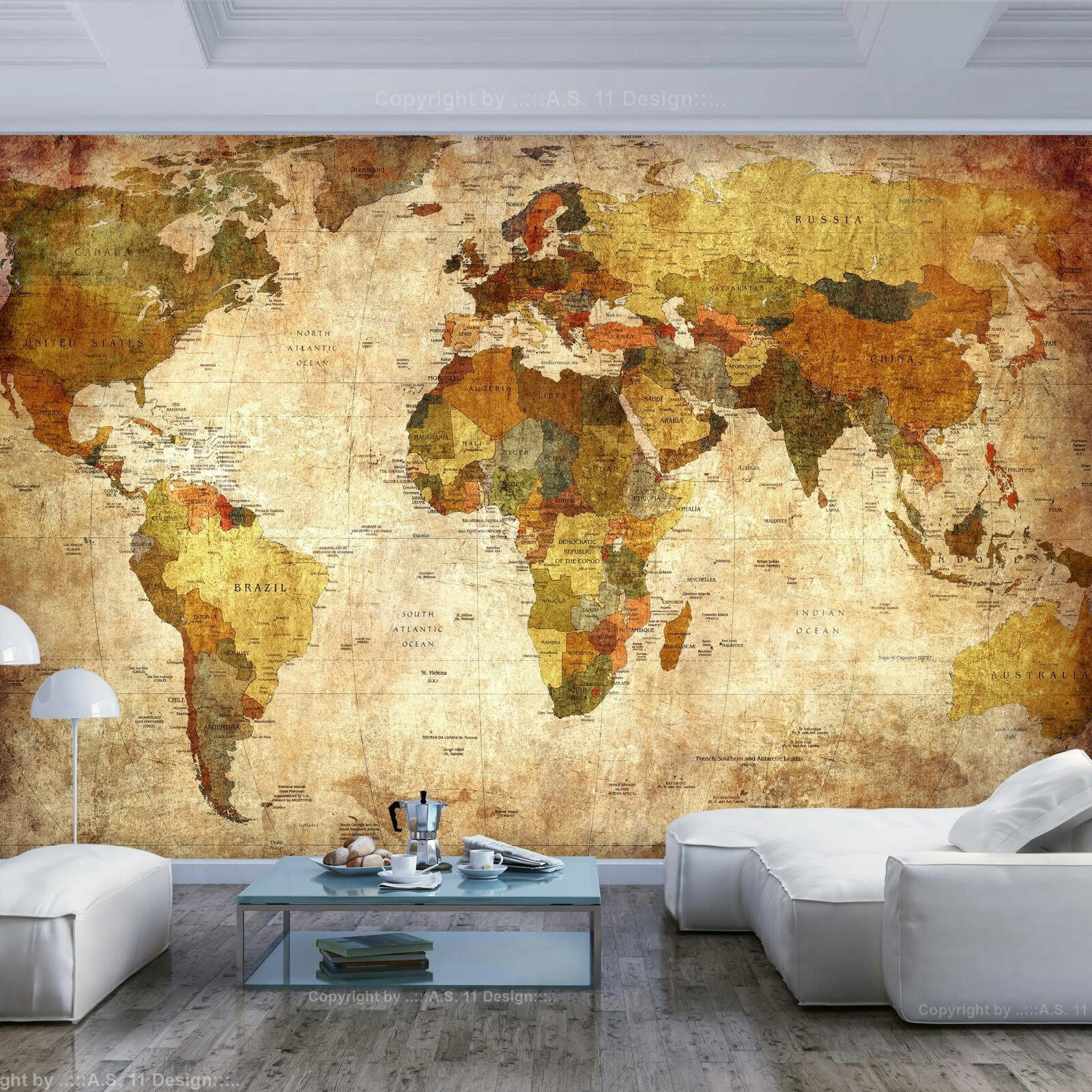 - Papier peint ancienne carte du monde 300 x 210 cm