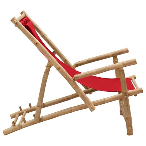 NNEVL Deck Chair Bamboo and Canvas Red
