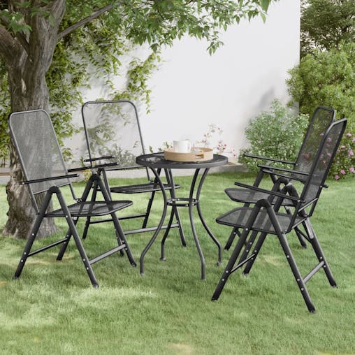 NNEVL Folding Garden Chairs 4 pcs Expanded Metal Mesh Anthracite