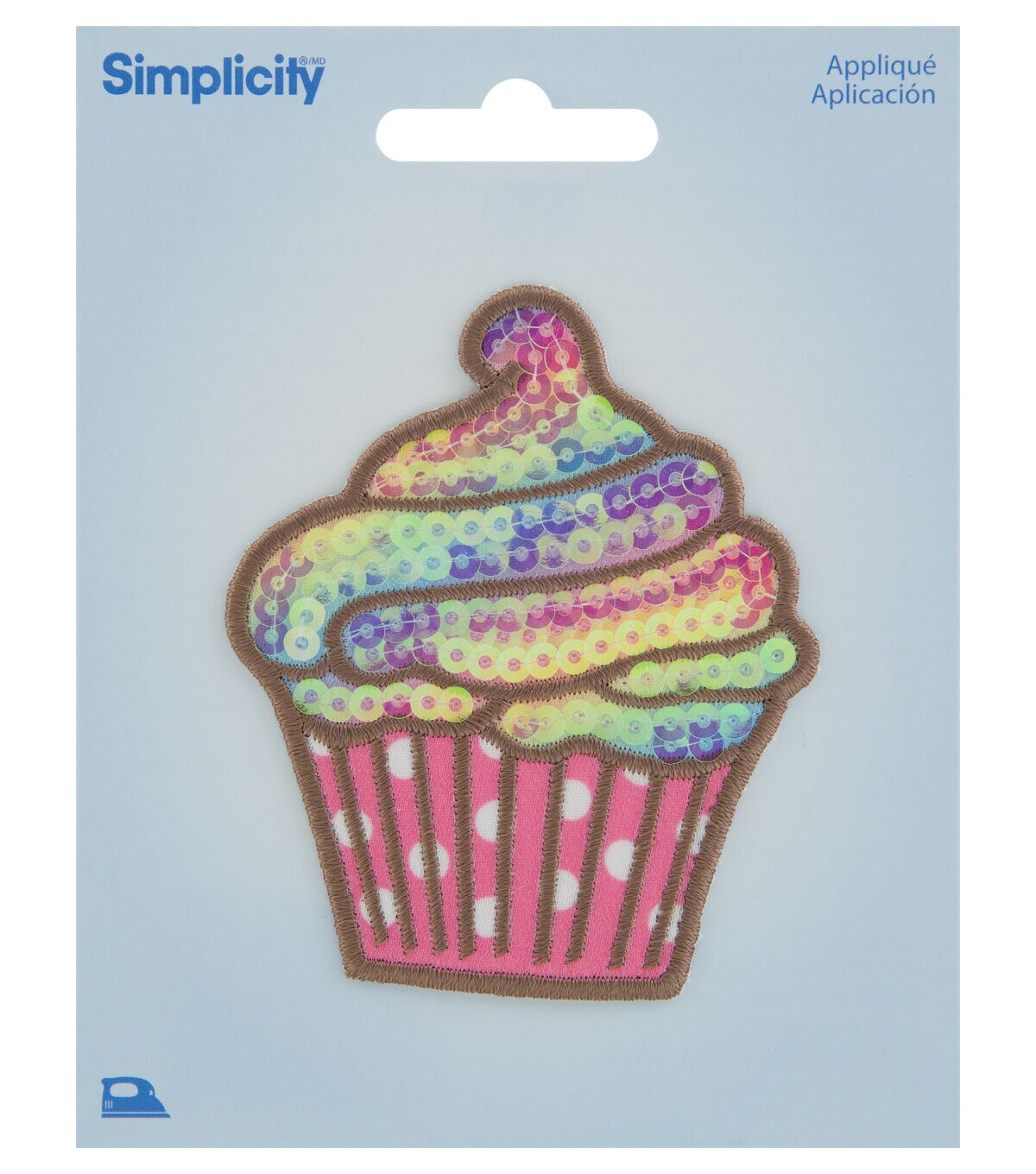 Simplicity 3 Rainbow Sequined Cupcake Iron On Patch