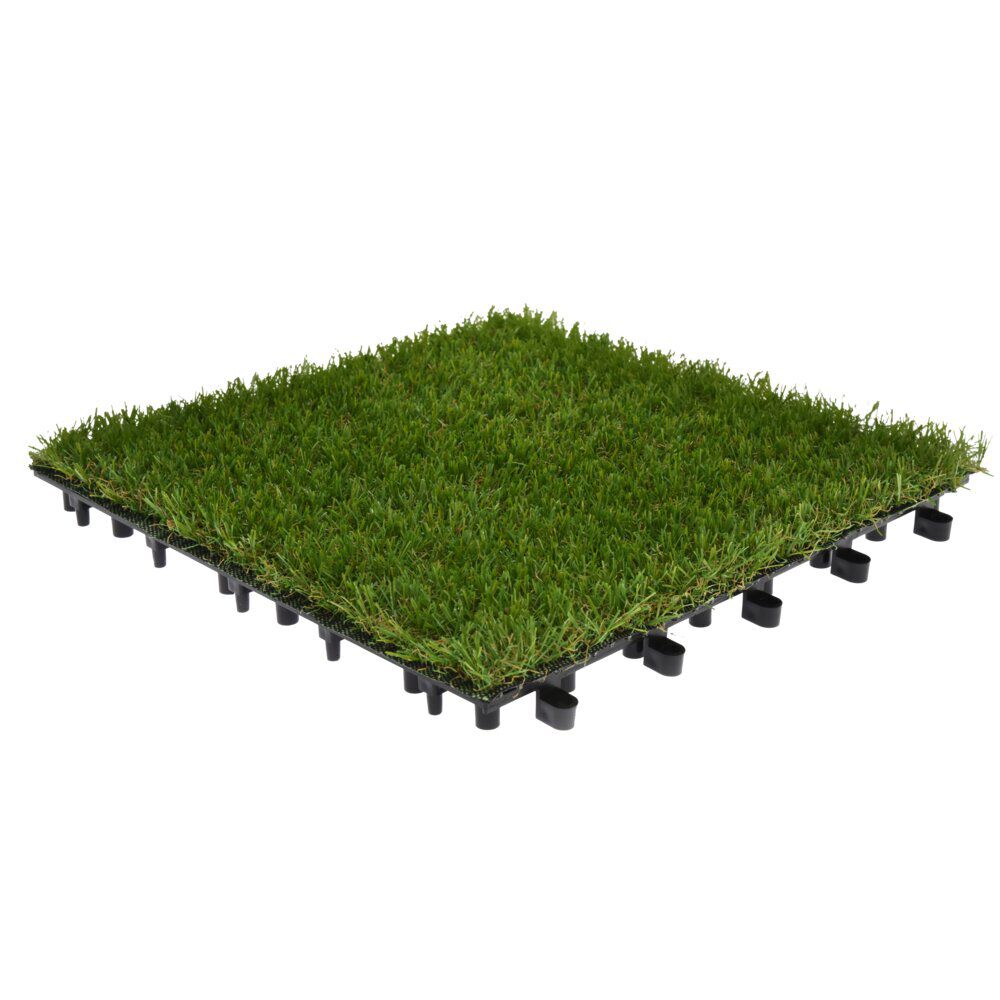 Dalle de jardin x4 gazon synthétique clipsable 31x31cm