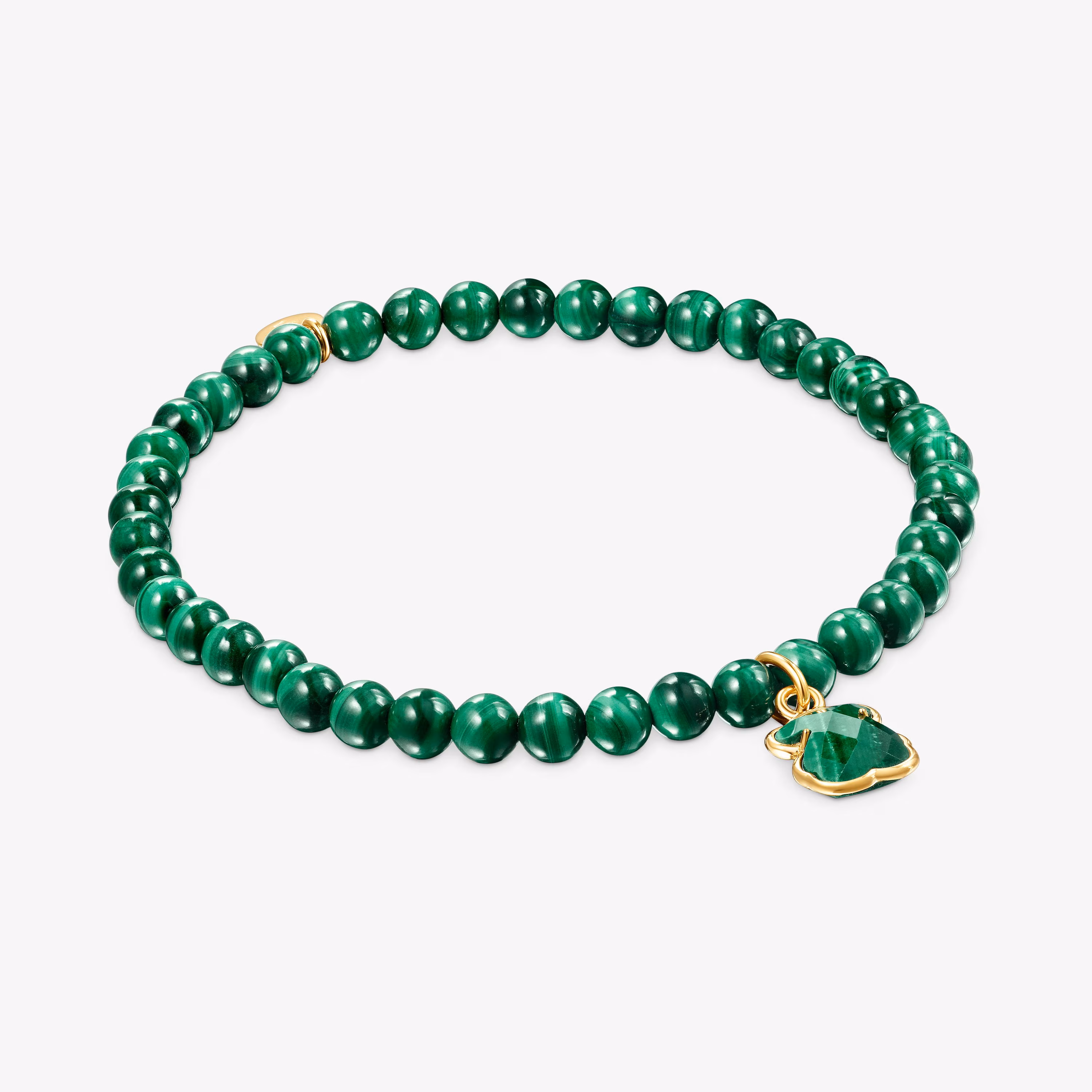 Pulsera con baño de oro 18 kt sobre plata y malaquita Icon Color