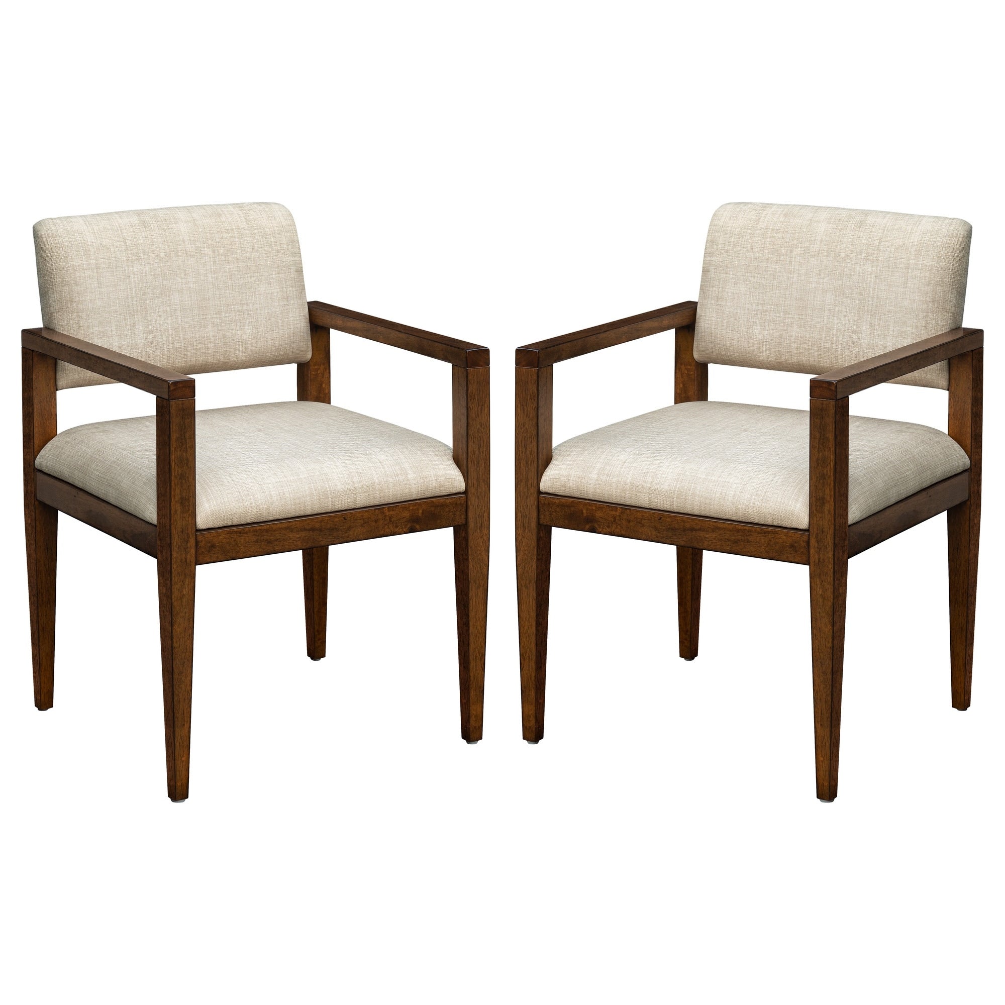 INK+IVY Benson Beige Upholstered Dining Chairs with Arms (Set of 2)