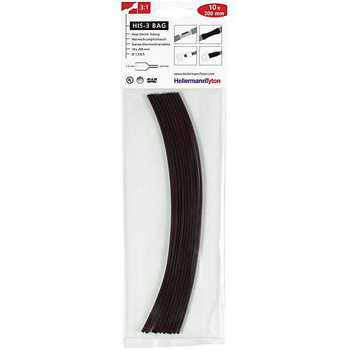 HellermannTyton HIS-3-BAG-3/1 Assortiment gaines thermorétractables 3:1 marron, 10x200 mm