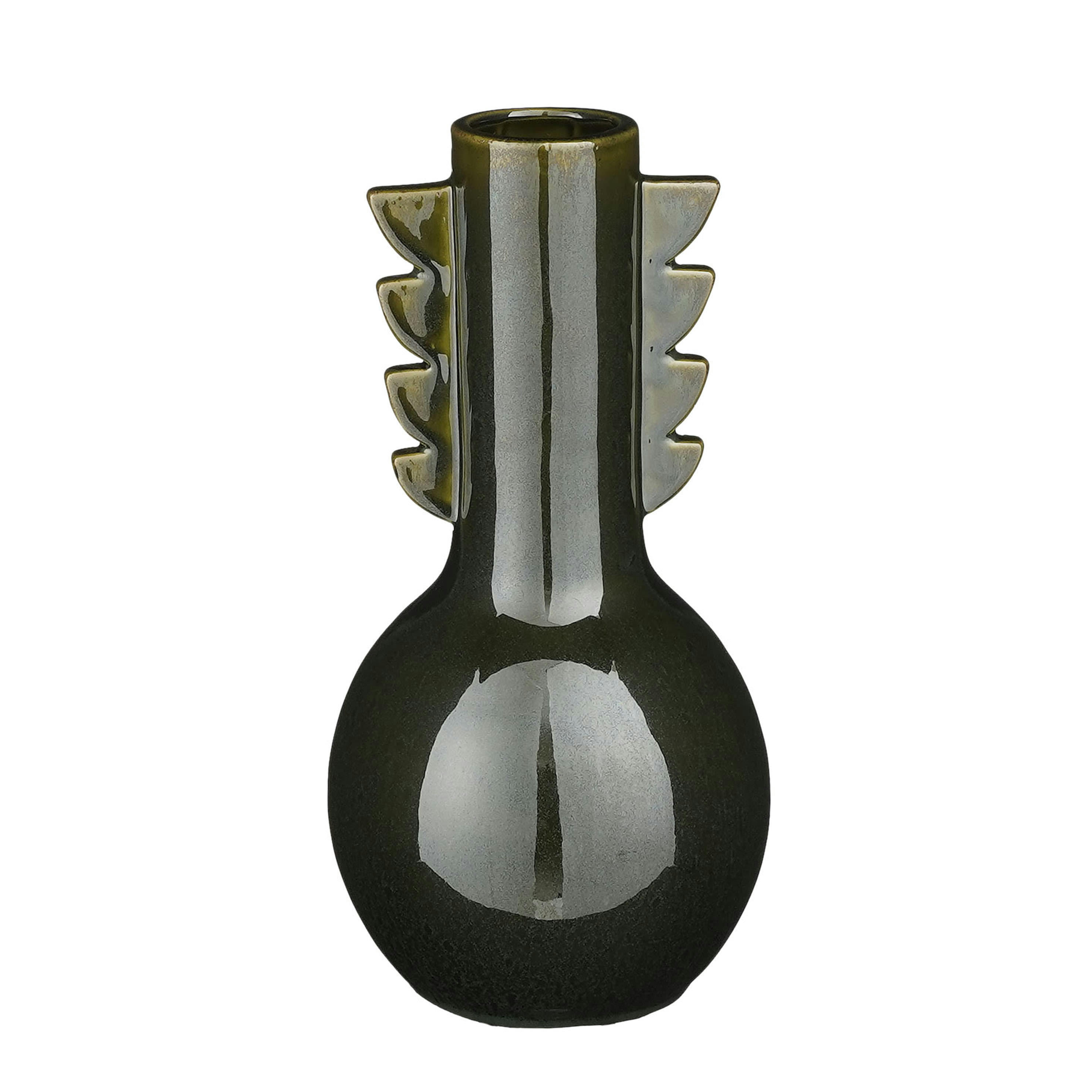 LANA - Vase en céramique vert foncé H29