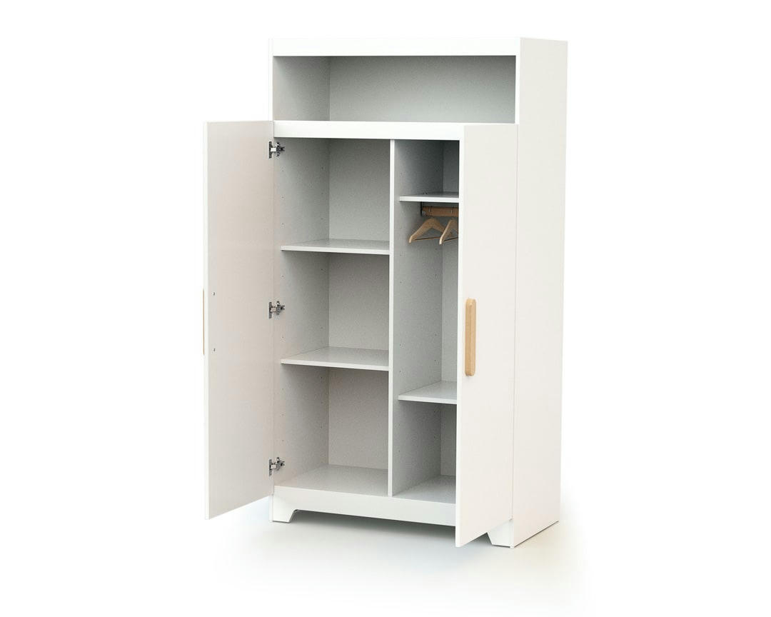 GAVROCHE - Armoire blanc et hêtre verni
