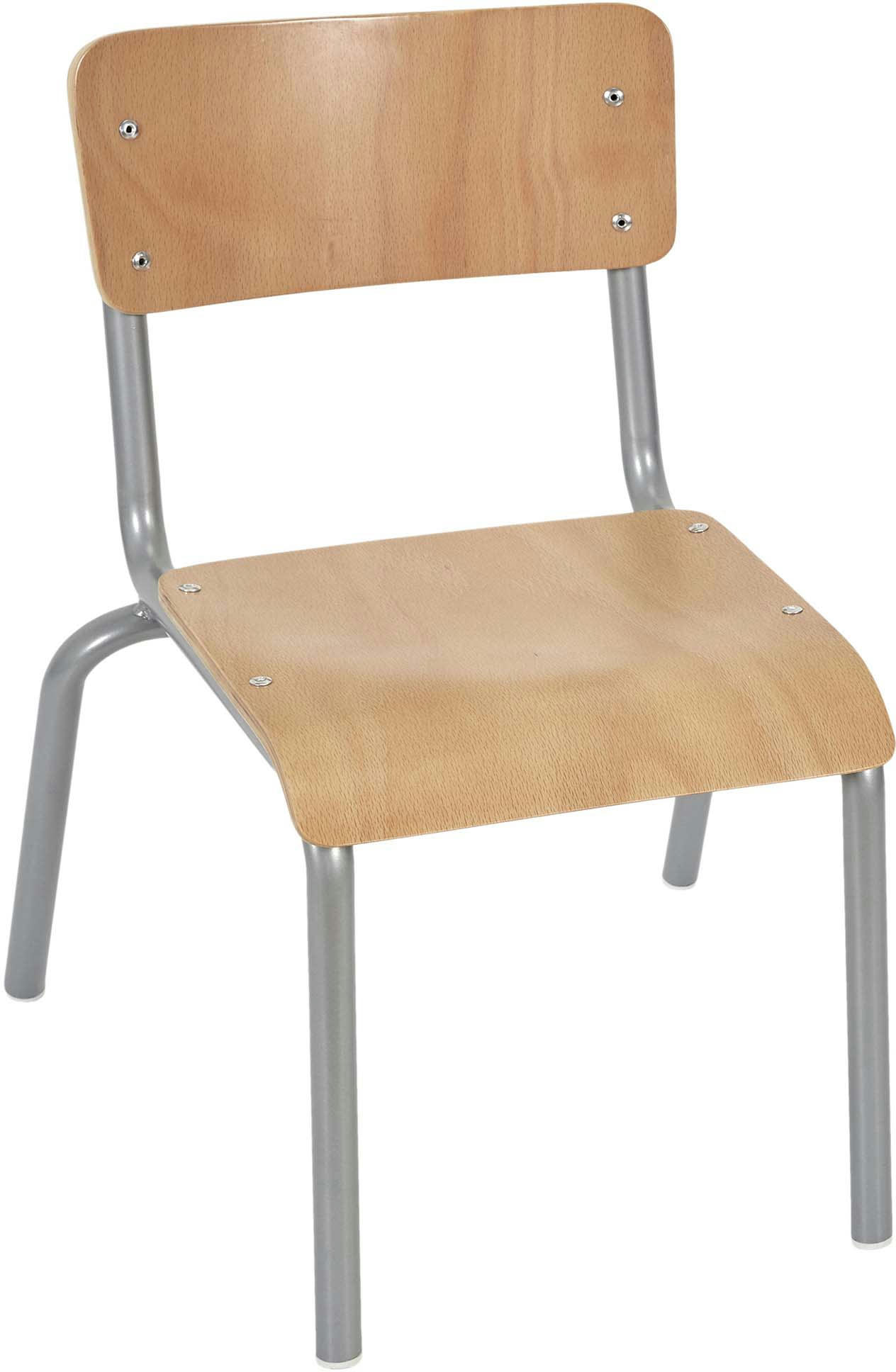 - Chaise écolier pour enfant en bois et métal gris