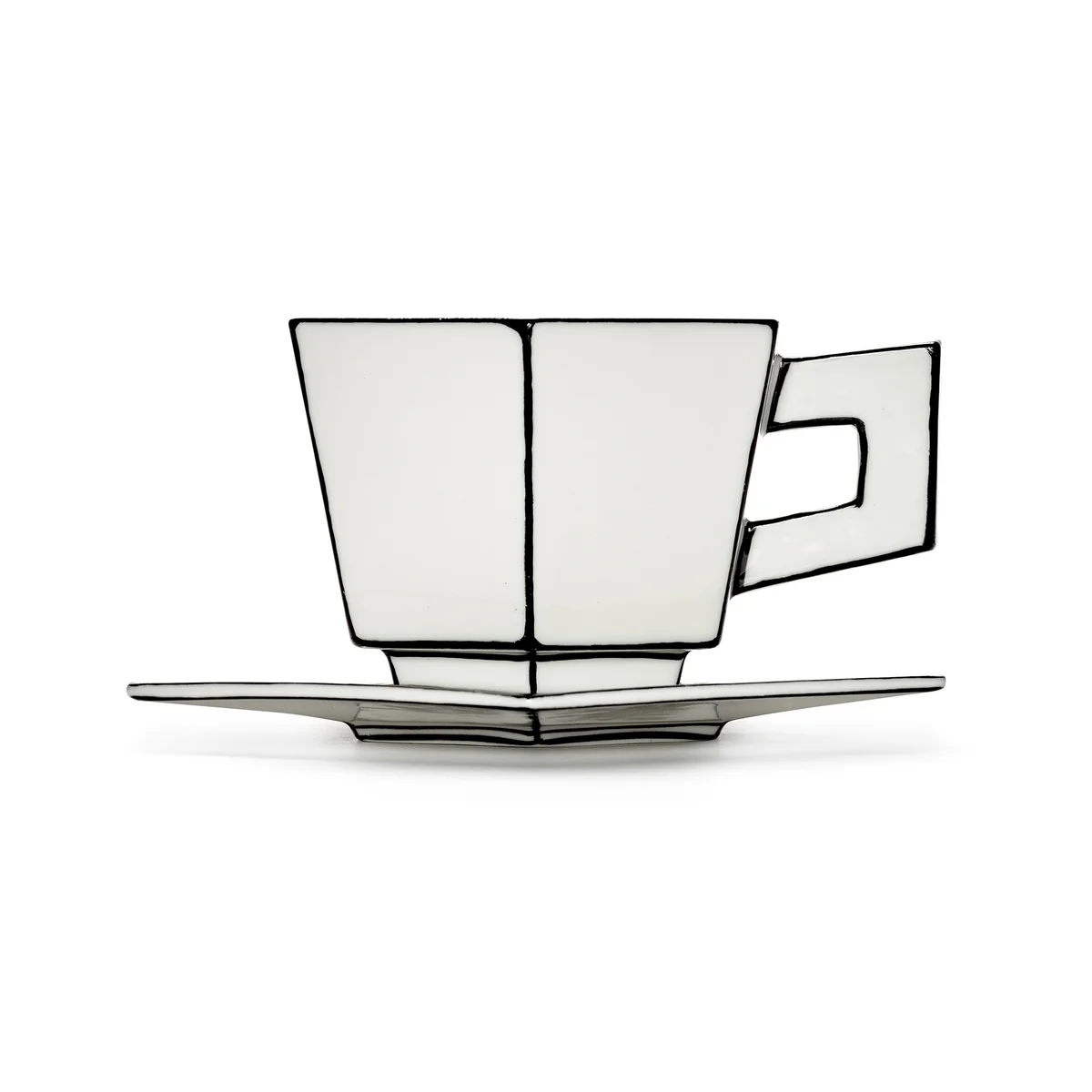 Serax - Carte Blanche Cappuccinotasse mit Untertasse, weiß / schwarz (2er Set)