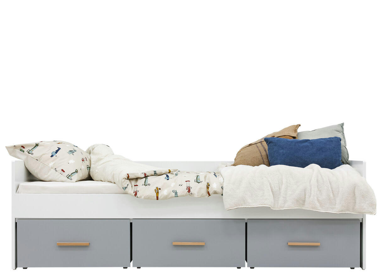 EMMA - Lit banquette 90x200 avec 3 tiroirs excl. sommier en MDF, panneaux de