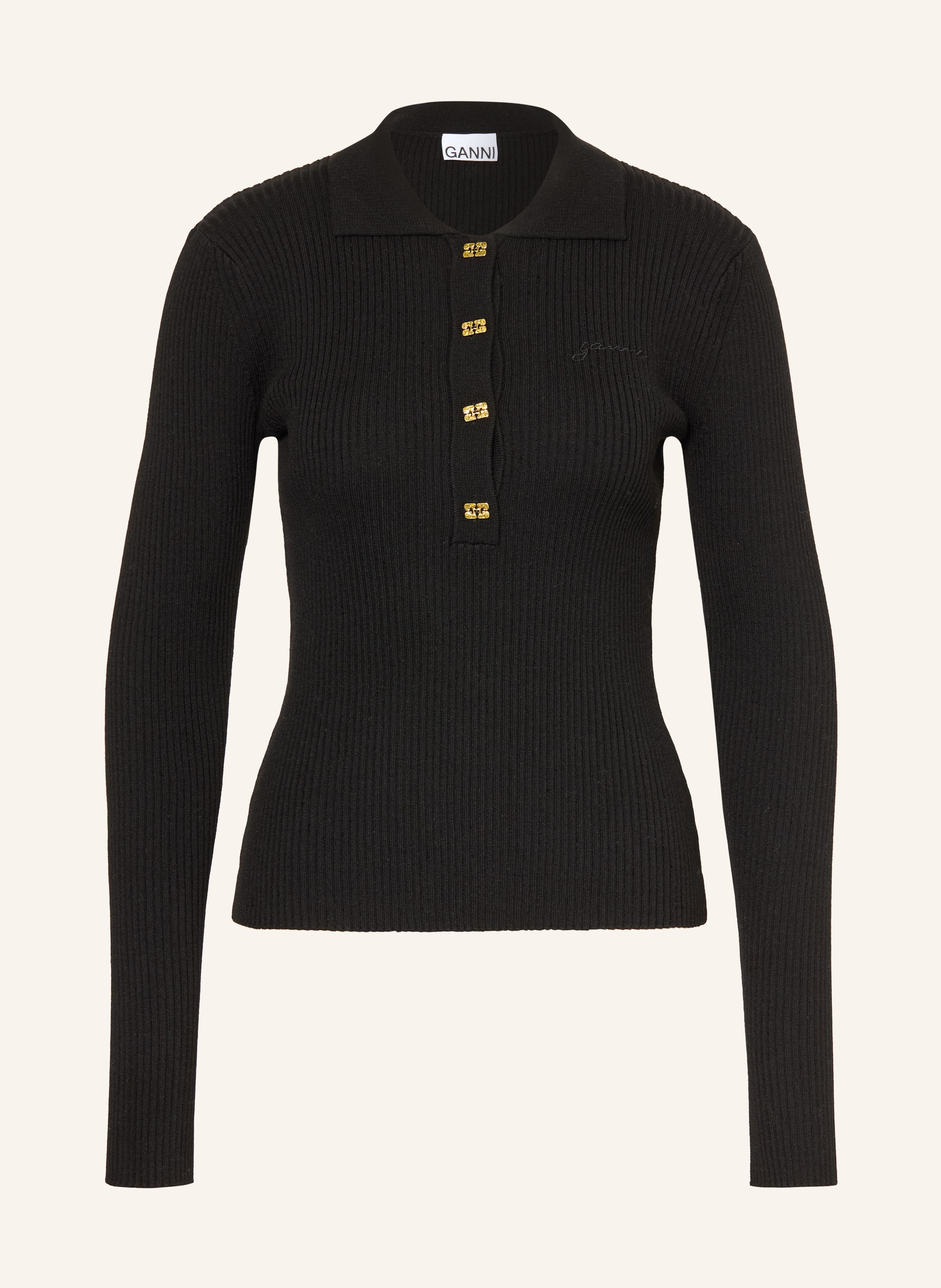 GANNI Strick-Poloshirt mit Pailletten