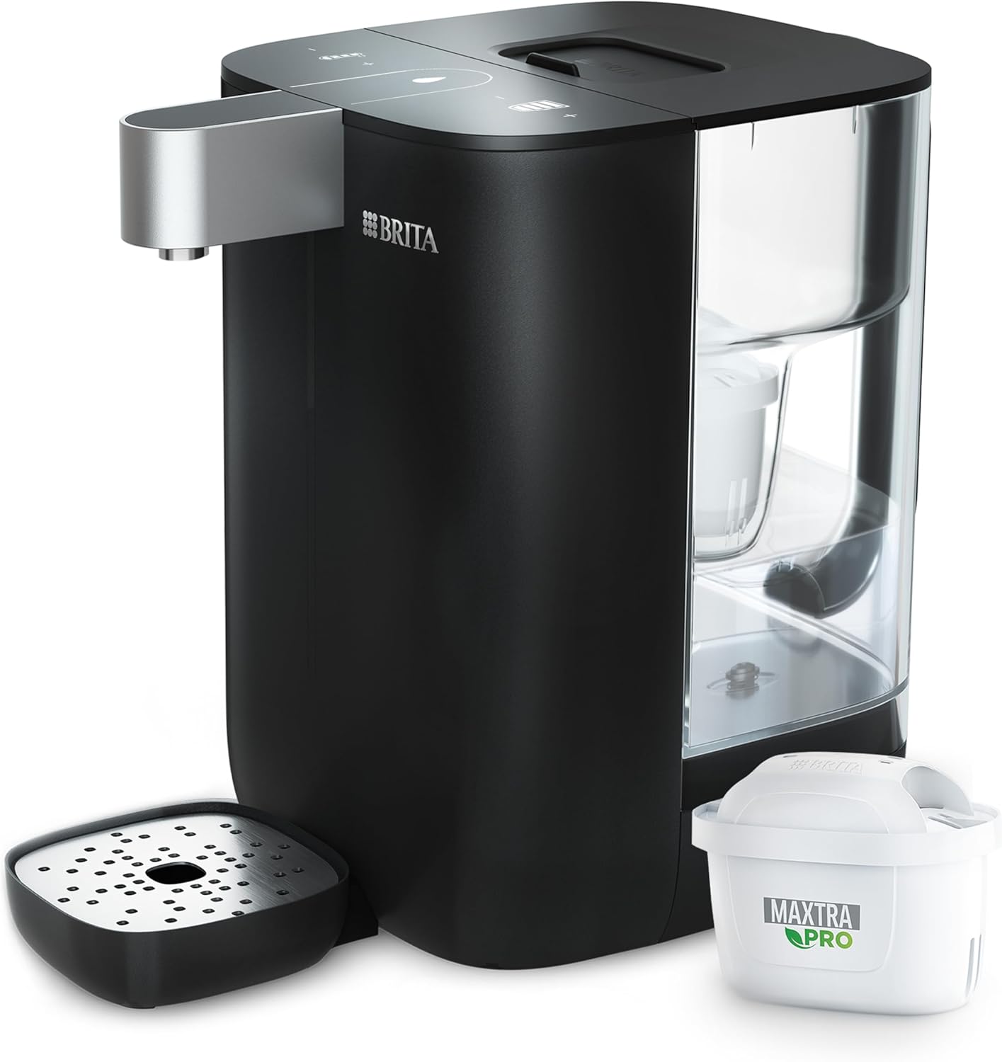 BRITA Cube Water Dispenser for Home (4L) - with Cup Volume & Temperature Setting, Bacteria-Free Water Thanks to UV-C Technology & Integrated Maxtra Pro Extra Limescale Protection Water Filter