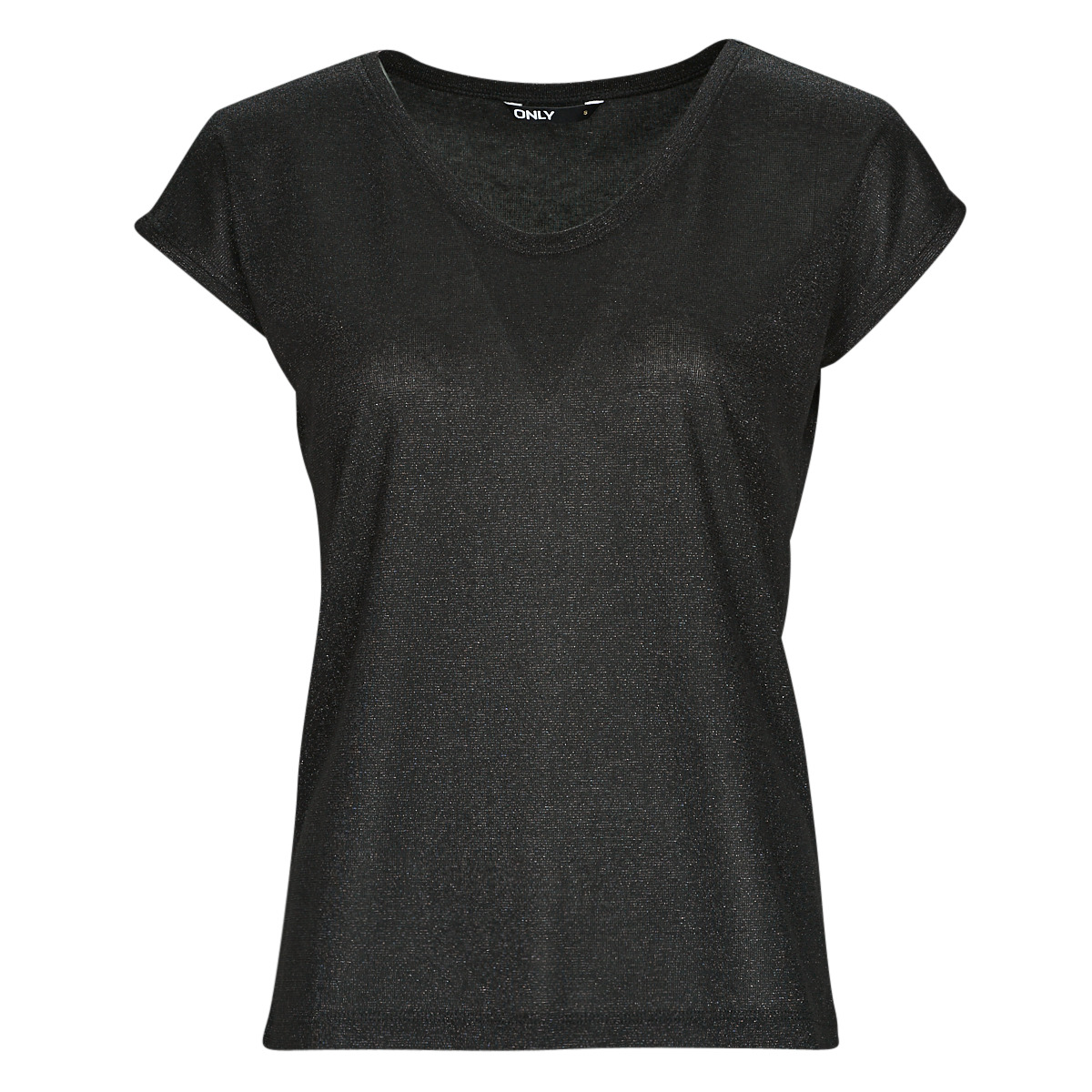 Only - ONLSILVERY S/S V NECK LUREX TOP JRS - Black