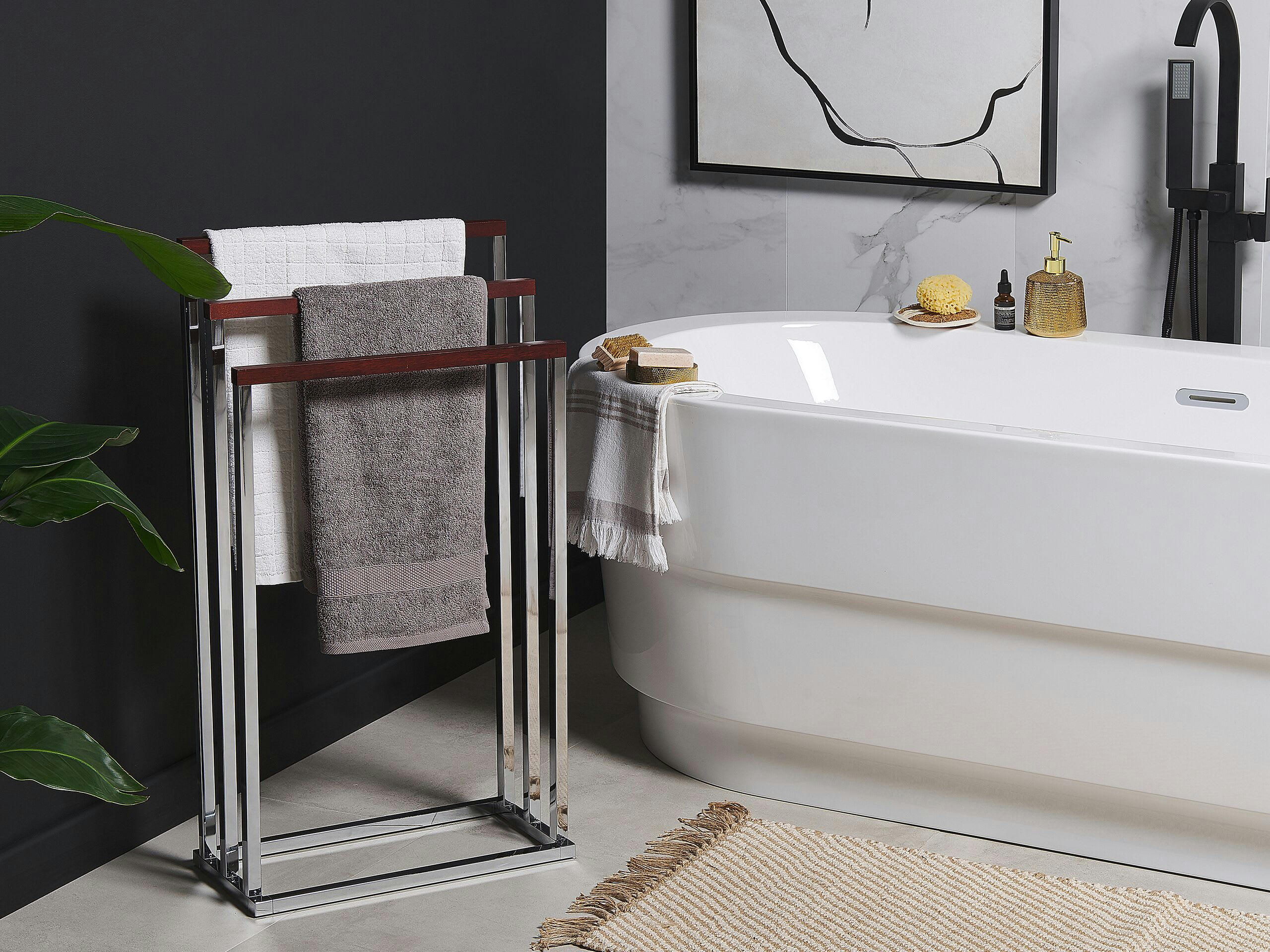 CHARRAS - Porte-serviettes en acier argenté