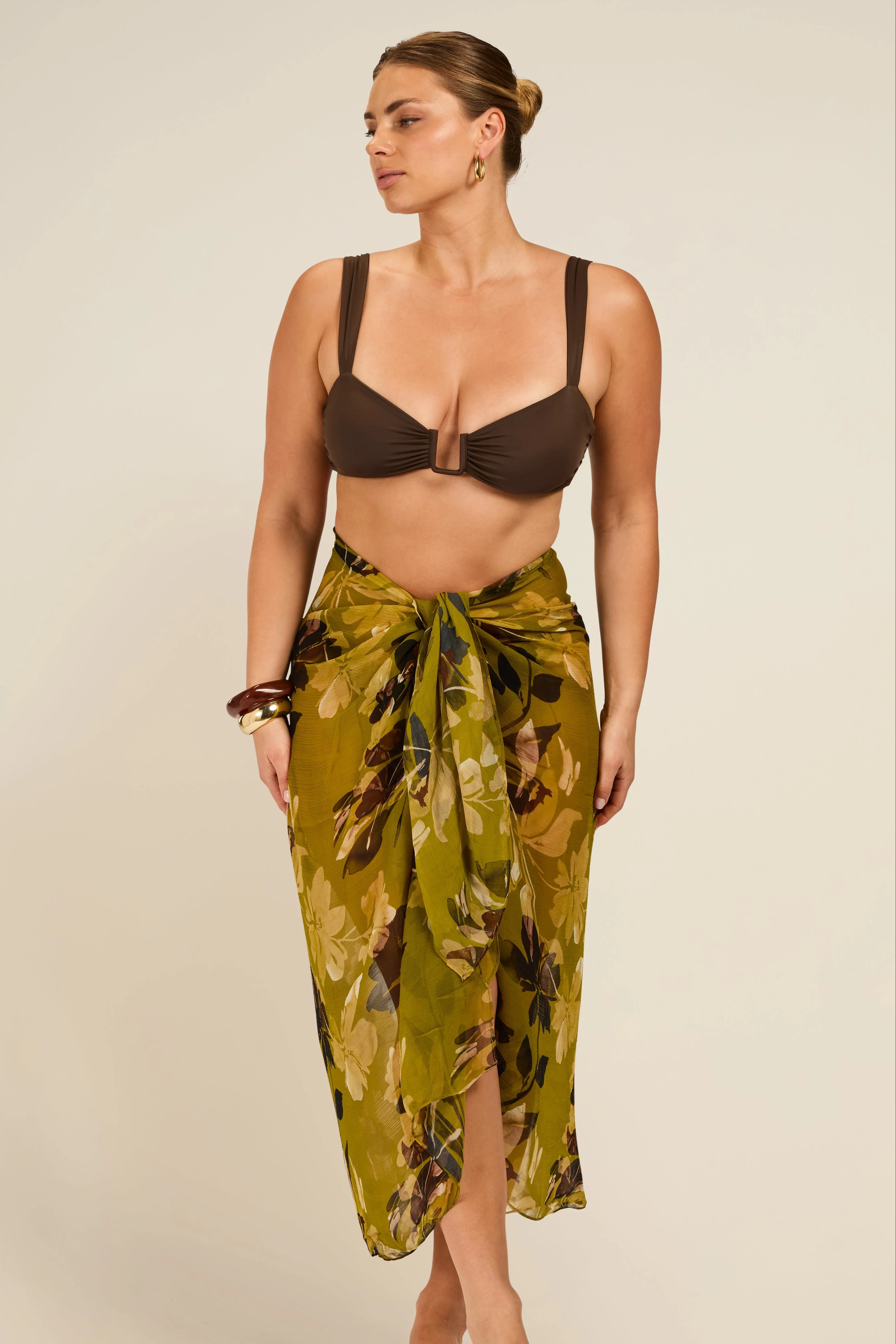 Santorini Sarong - Chartreuse Floral