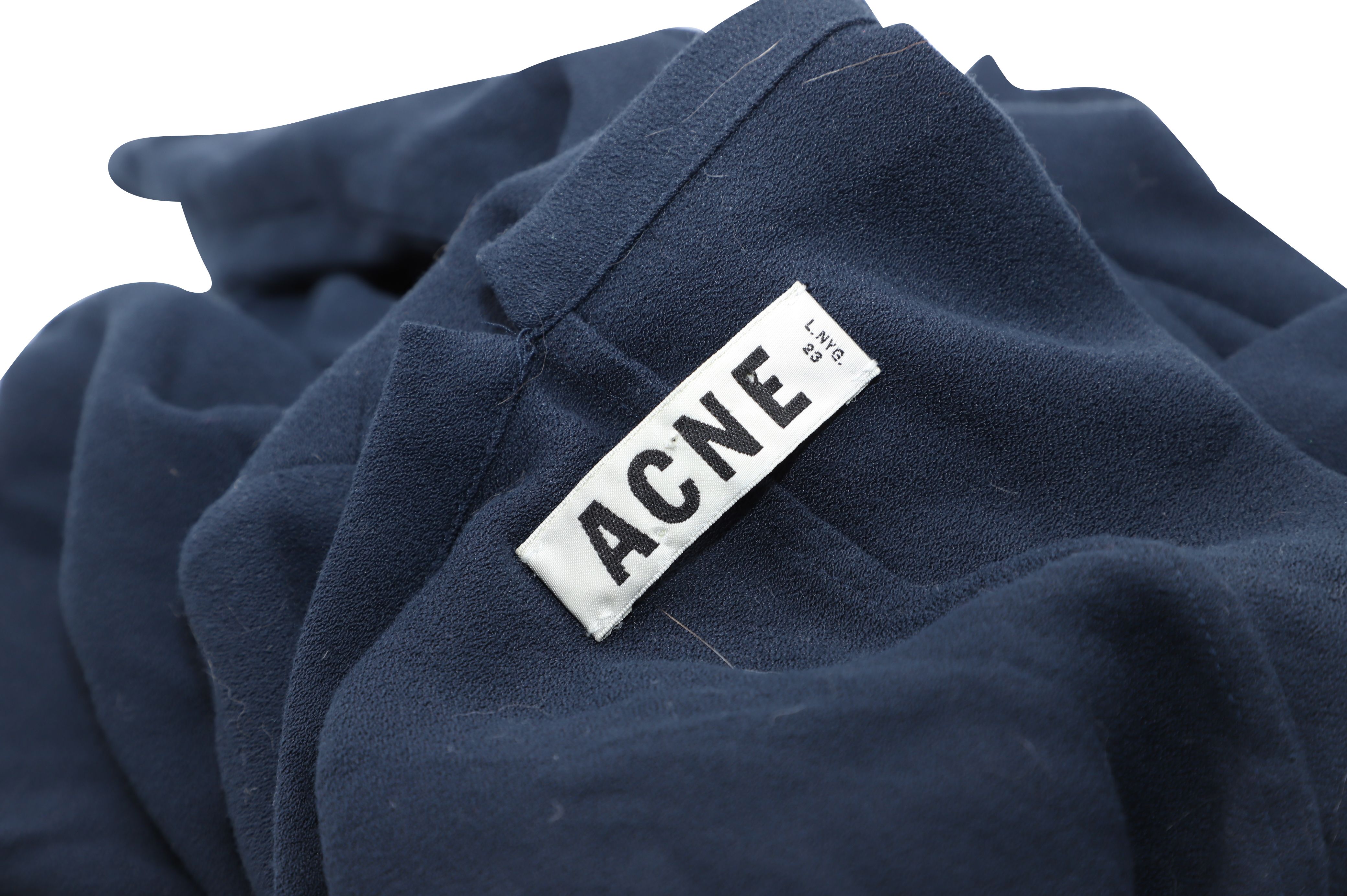 Acne Studios Preloved Keyhole Neckline Dress in Navy Blue Viscose