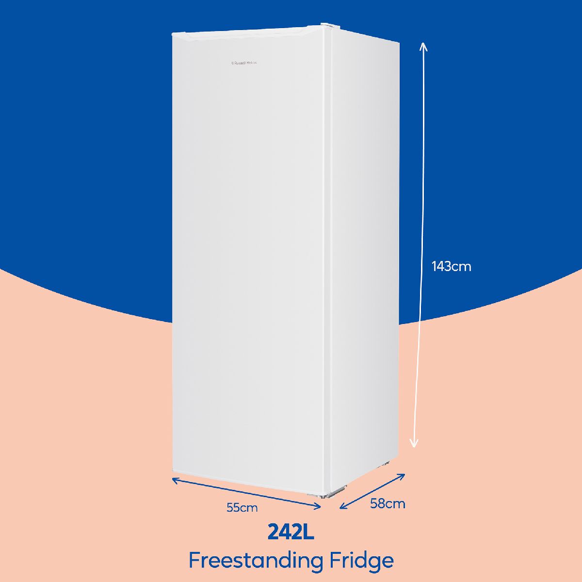 Russell Hobbs Larder Fridge 242L 143cm Tall Freestanding