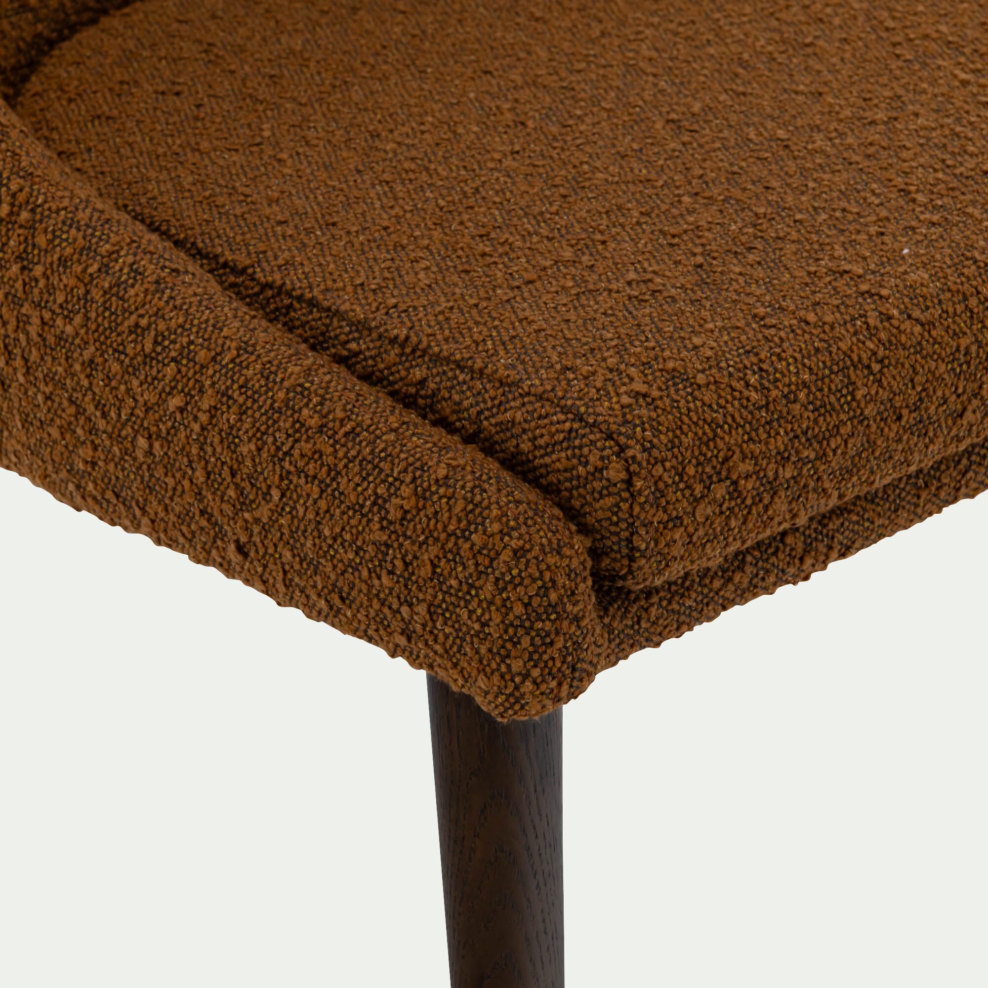 ABBY - Chaise de repas en tissu bouclette rasé - brun chataignier