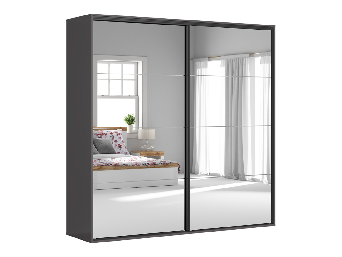 Szafa przesuwna Flex 240 cm z lustrem grafit
