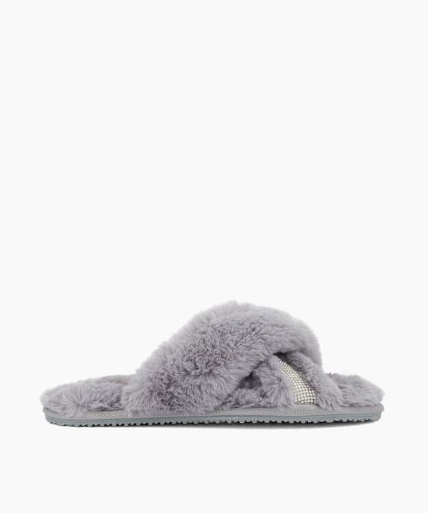 Wish Grey - Faux Fur Slippers