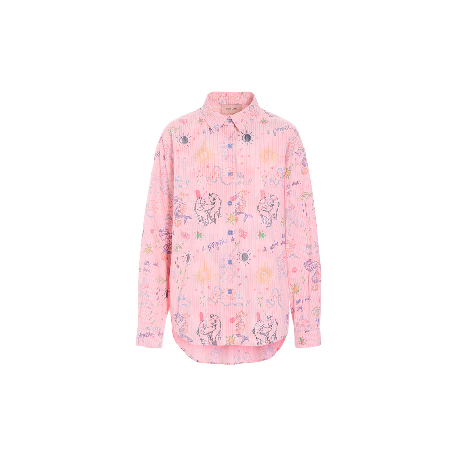 Zoe Shirt, pink sea creatures art print