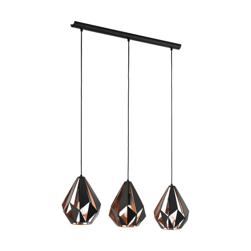 Suspension Carlton 1 noire et cuivre E27 3 x 60 W EGLO
