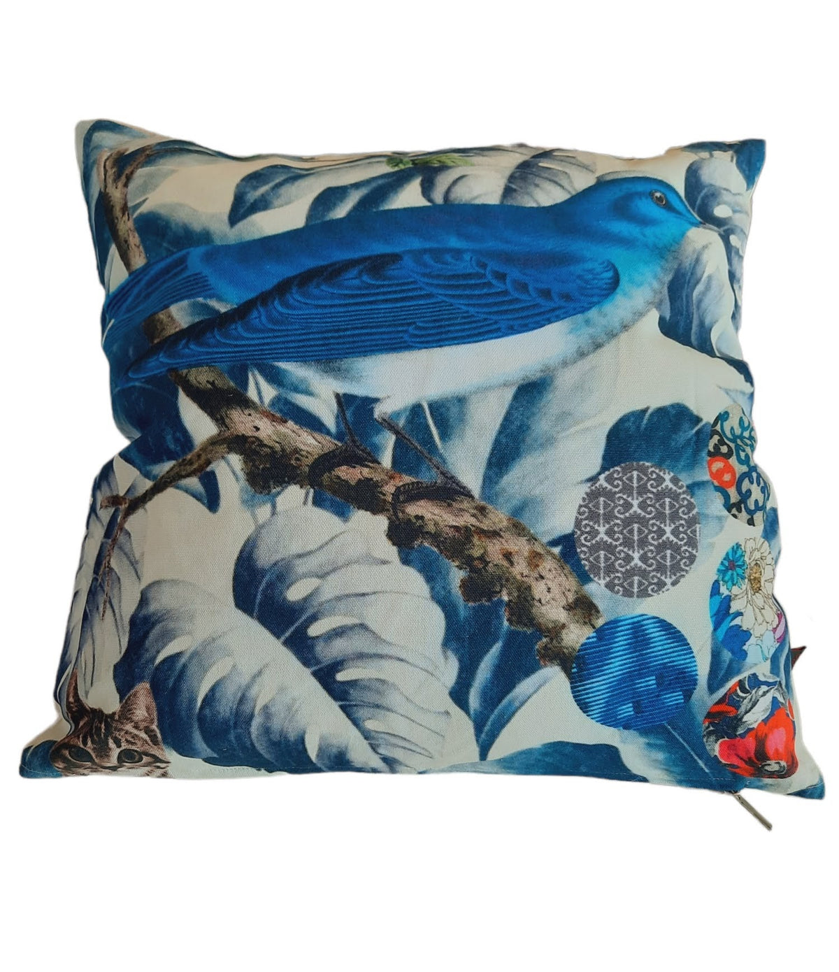 Furnilux Set van 2 Sierkussens - Vogel - Blauw - 45x45x10cm
