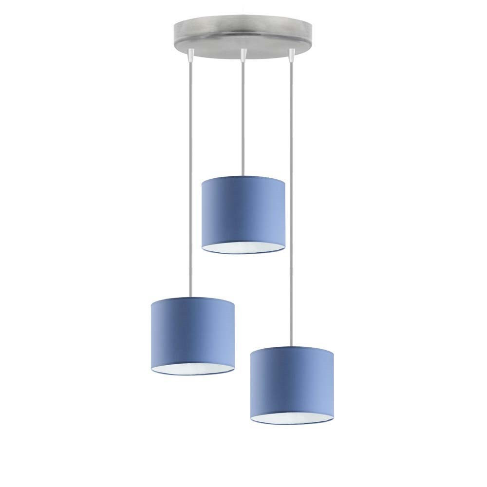 Lampa wisząca loft PUEBLO 3 klosze Srebrny/ Niebieski